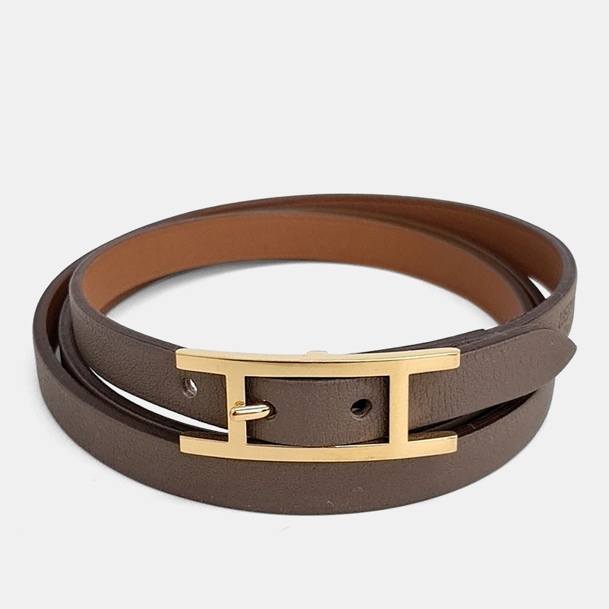

Hermes Brown Leather Harpy 3 Strap Bracelet