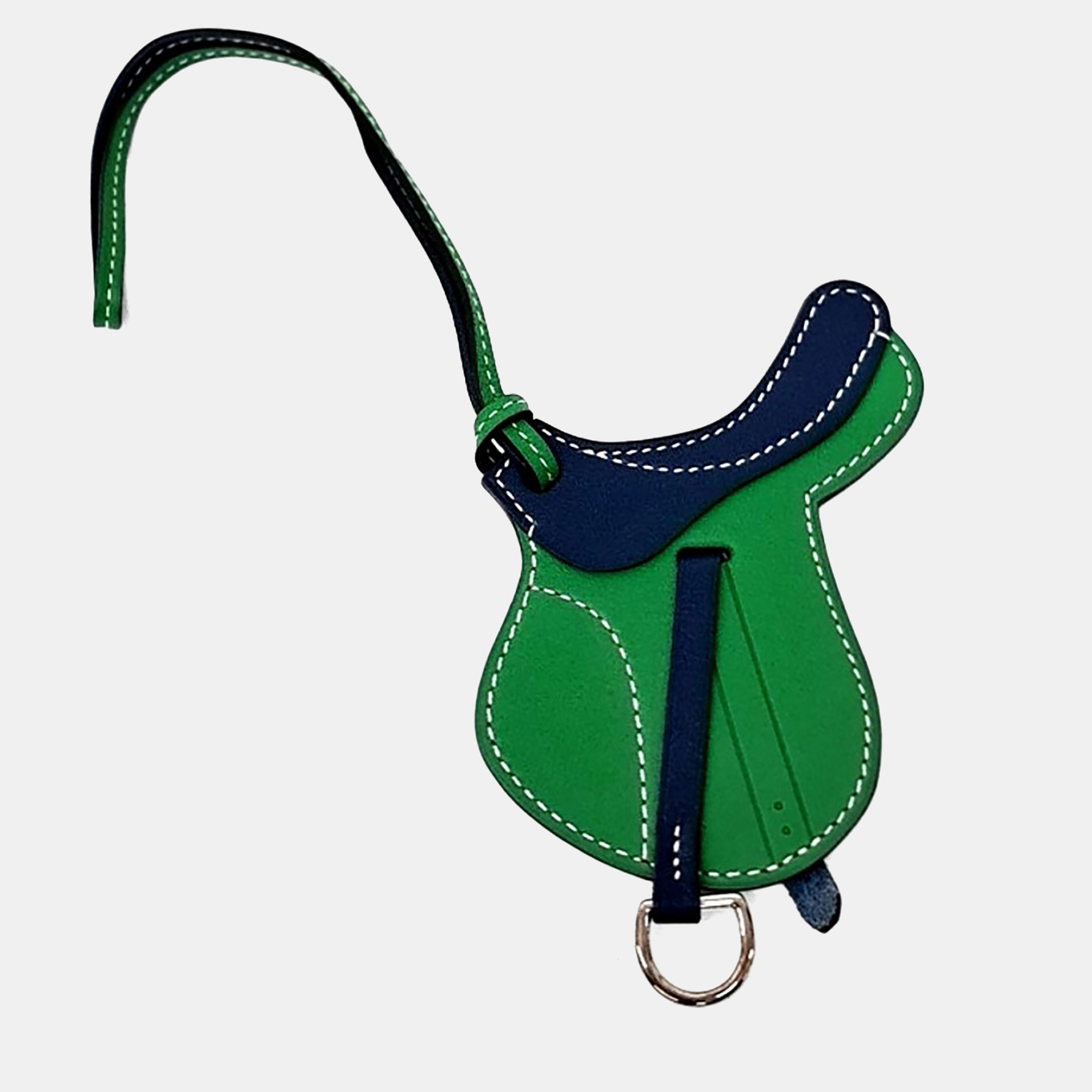 

Hermes Green Leather Paddock Selle Bag Charm