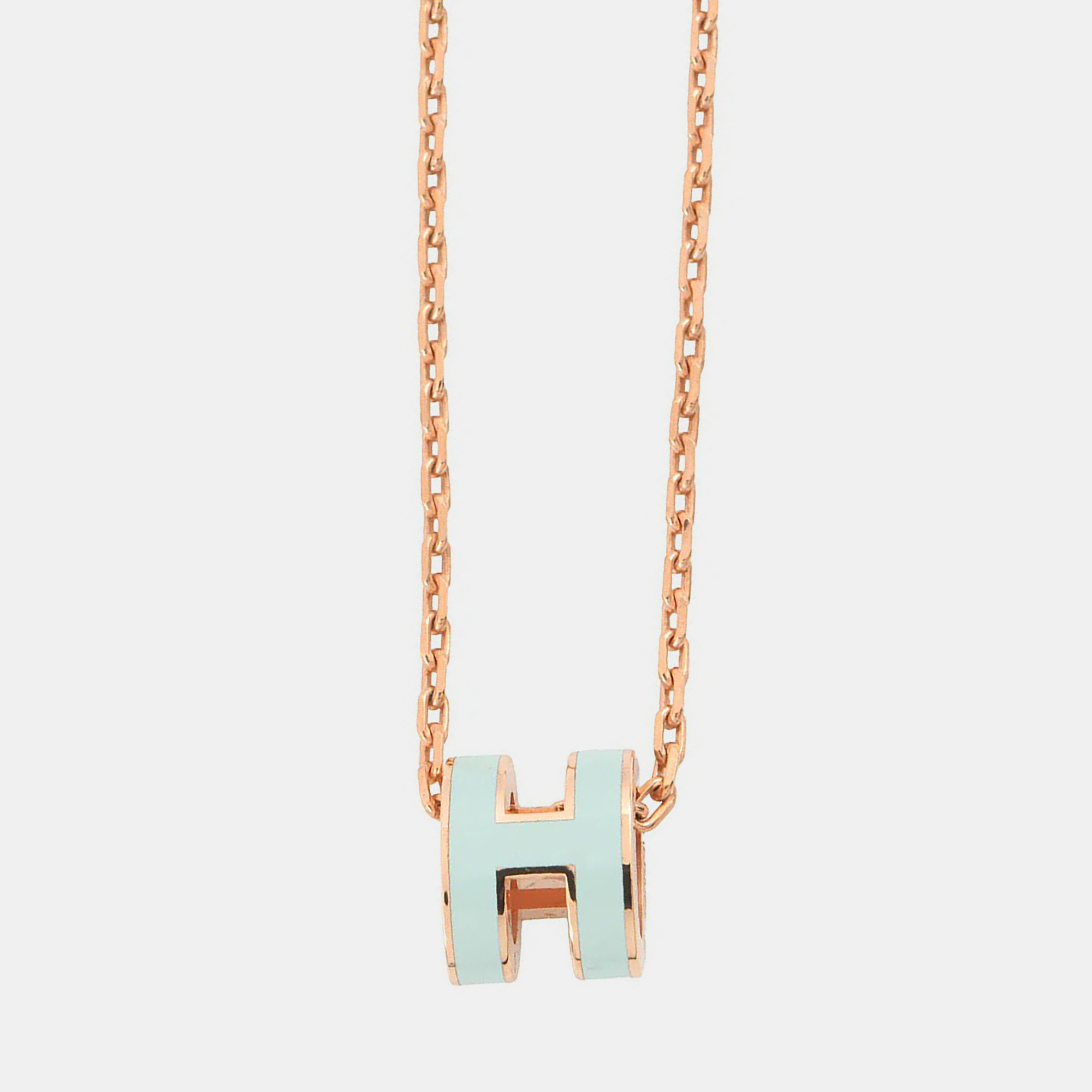 

Hermes Pop H Mini Green Gold Plated Lacquer Necklace