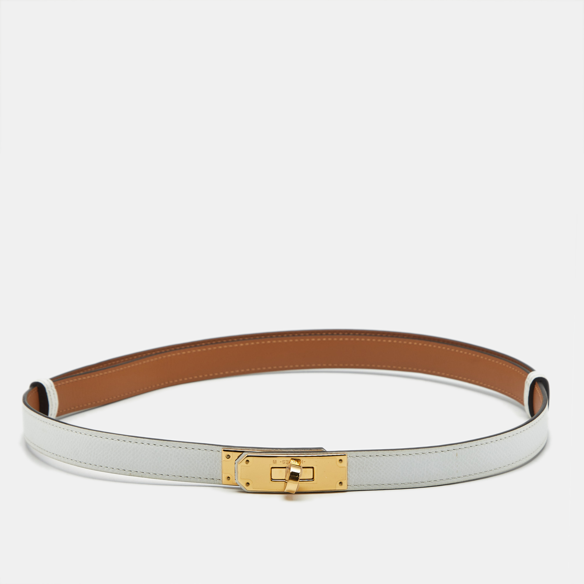 

Hermès Kelly 18 Gold Finish Adjustable Belt Blanc Epsom Leather, Black