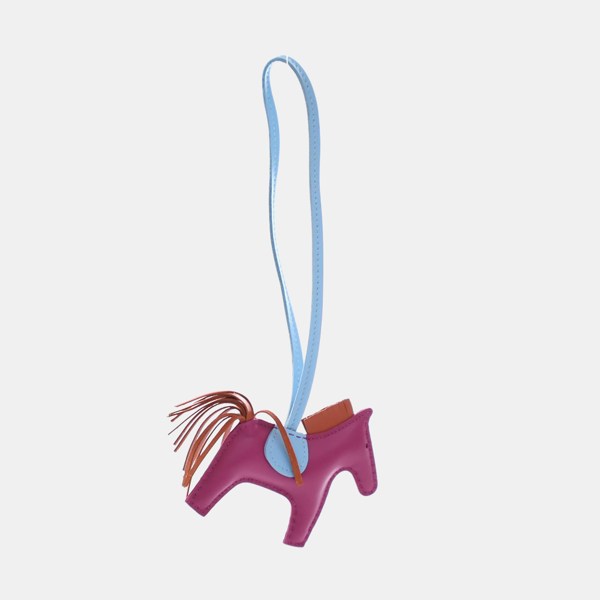 

Hermes Rose Pourpre Milo Lambskin Rodeo Charm PM, Multicolor