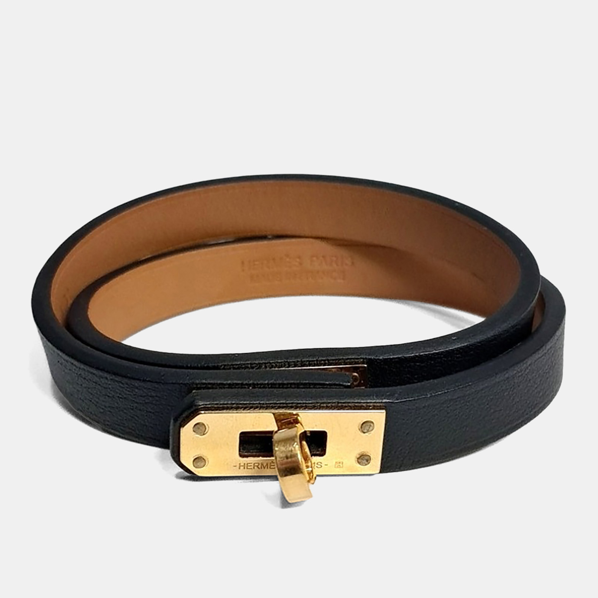 

Hermes Leather Kelly Bracelet, Black