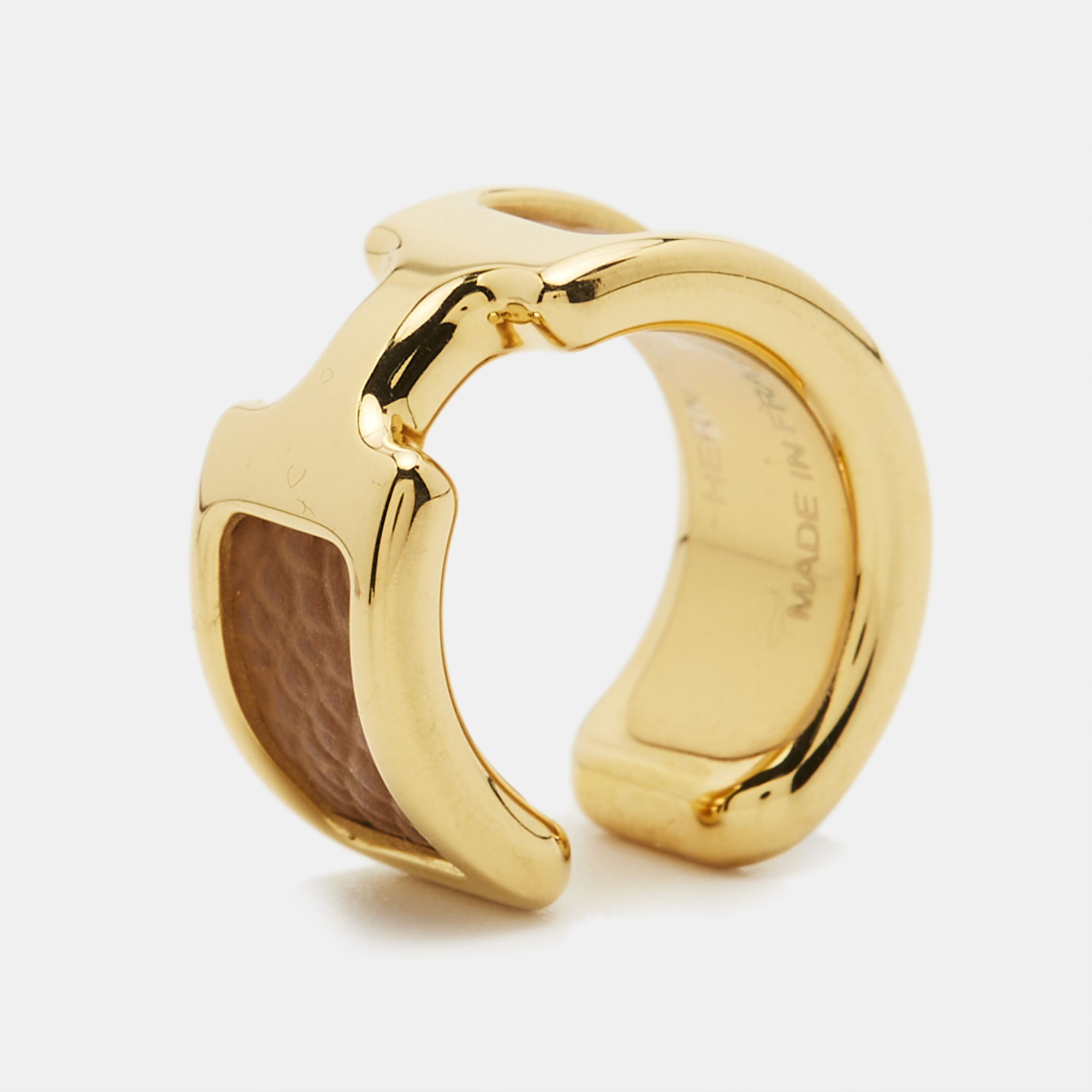 

Hermès Olympe Leather Gold Plated Single Ear Cuff