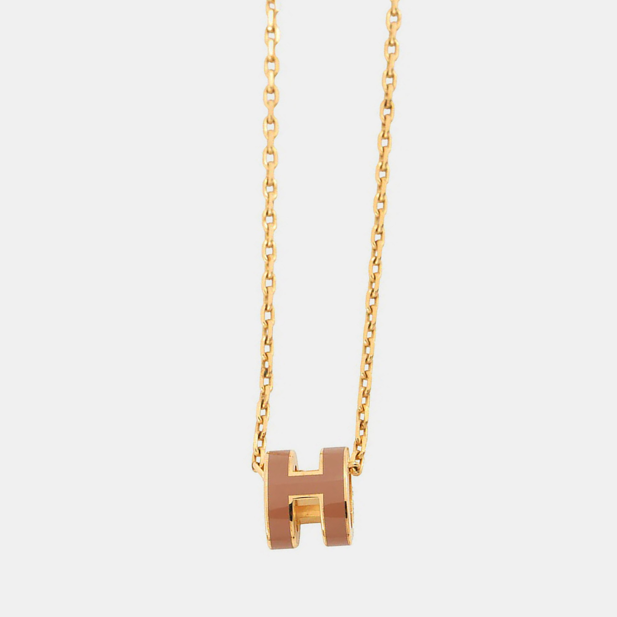 

Hermes Pop Ash Necklace Size Mini New Gold Gold Plated Lacquer