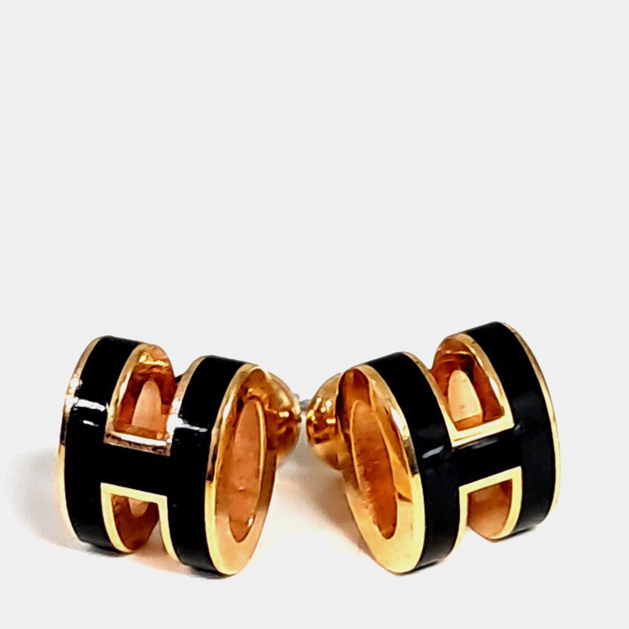 Pre-owned Hermes Metal Mini Pop H Logo Earrings