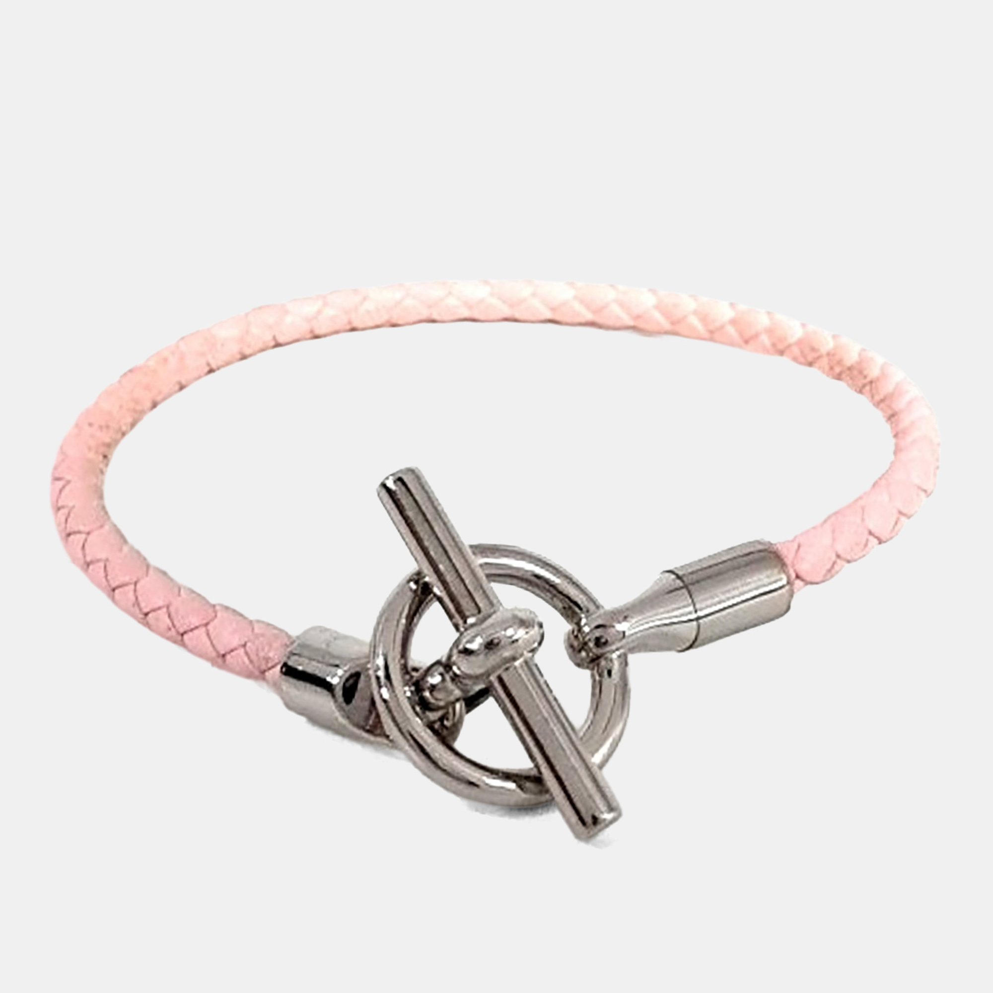 

Hermes Pink Leather Glennan Bracelet SHW