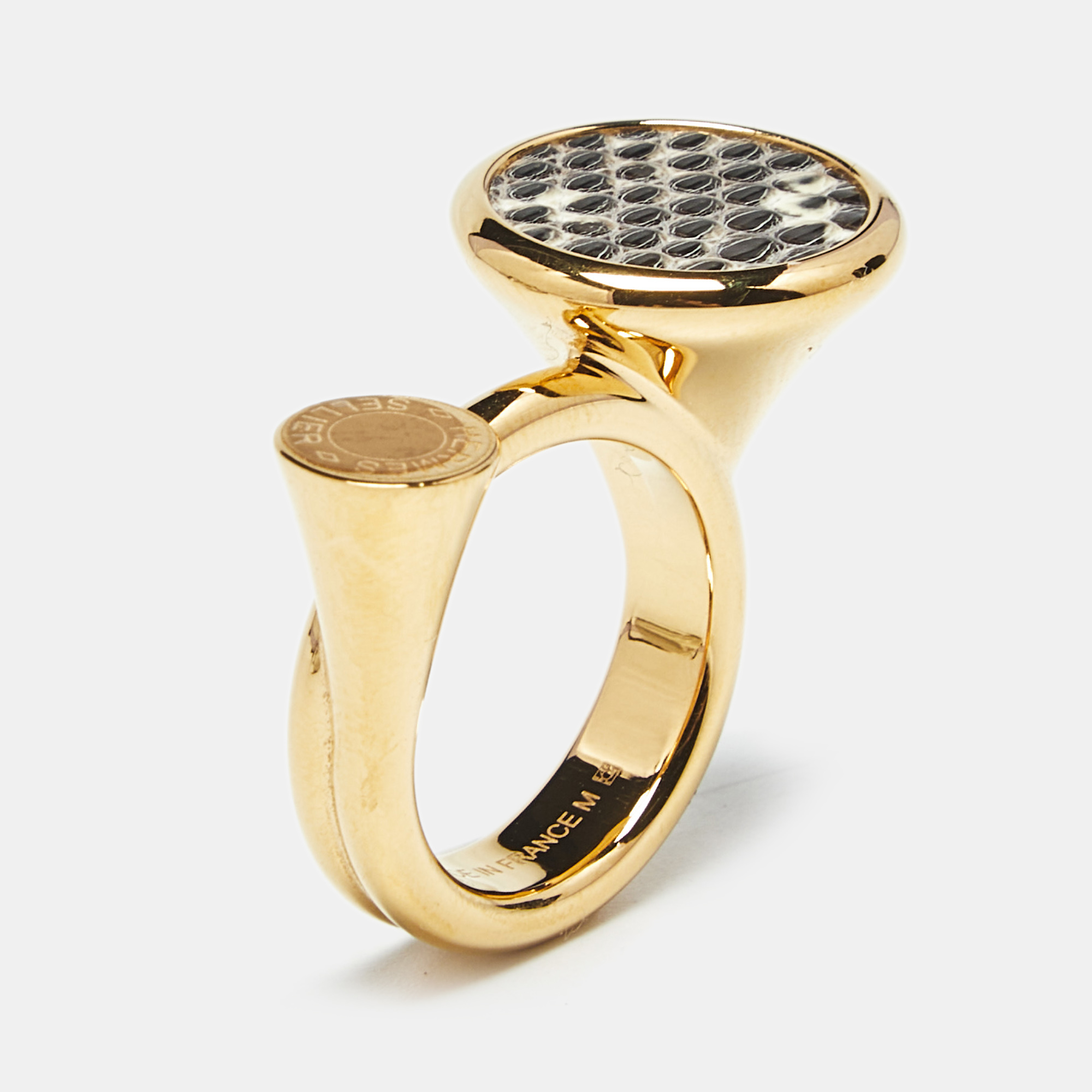 

Hermes Cor Leather Gold Plated Ring Size