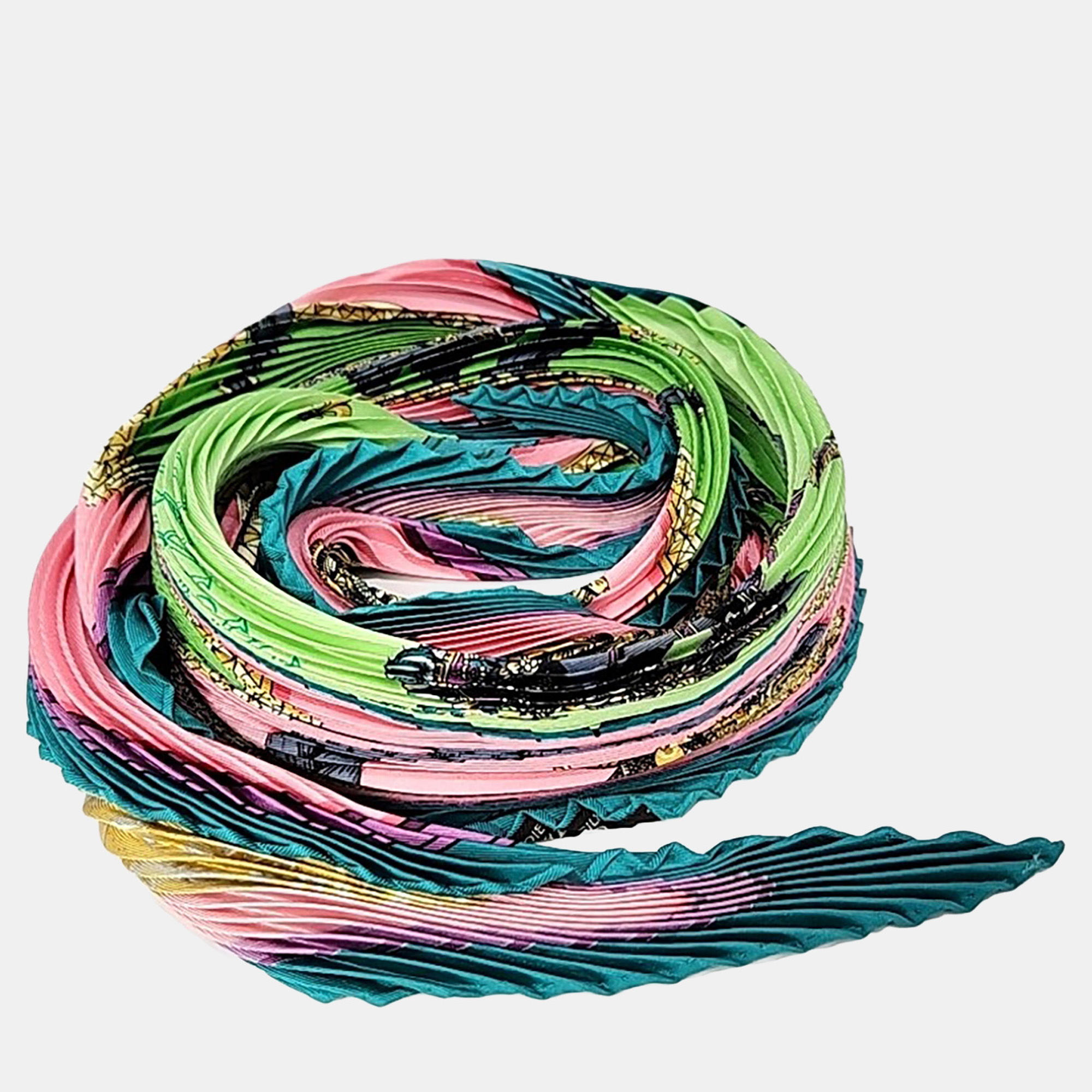 

Hermes Multicolor Silk Pleated Scarf