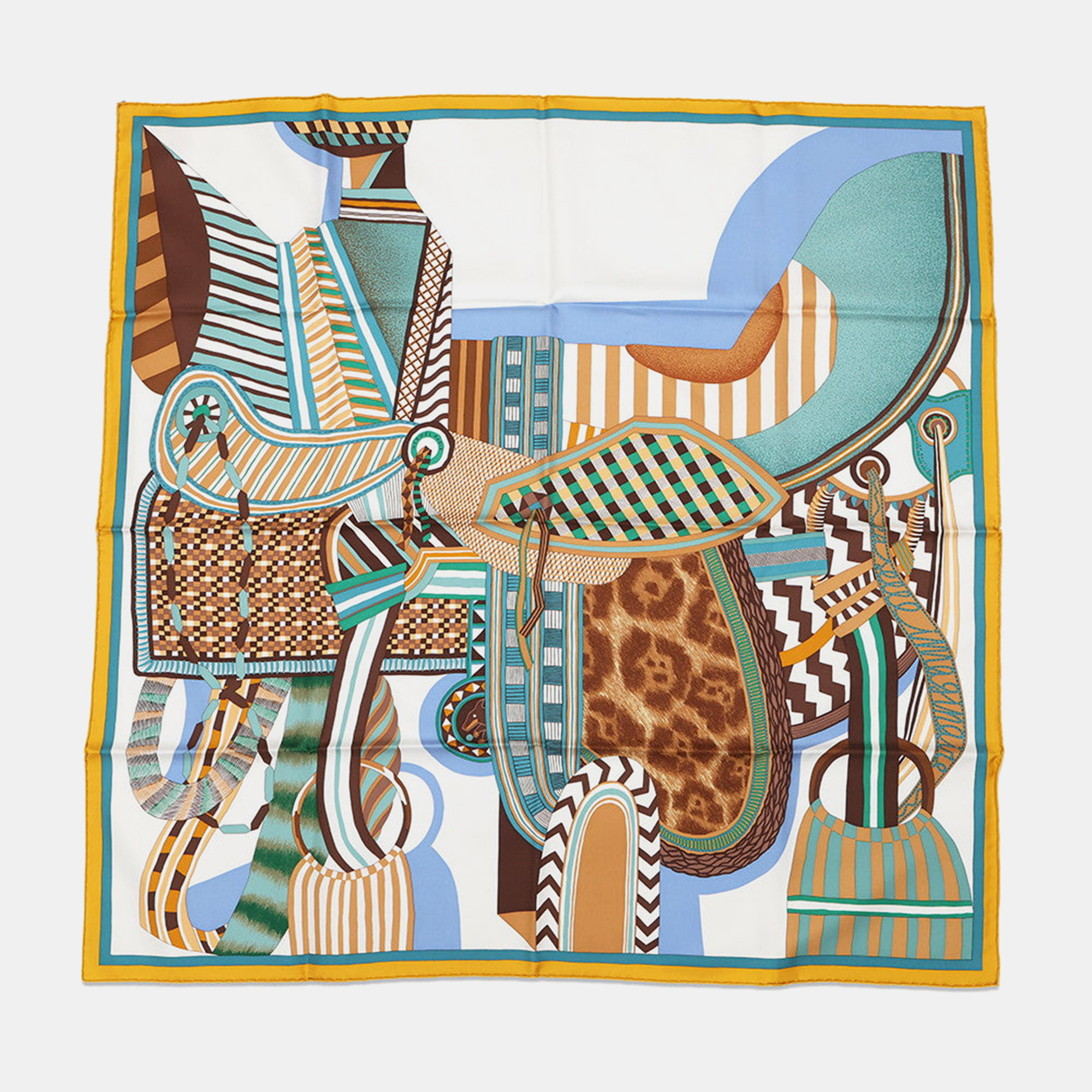 

Hermes Carre Fancy Saddle Size, Multicolor