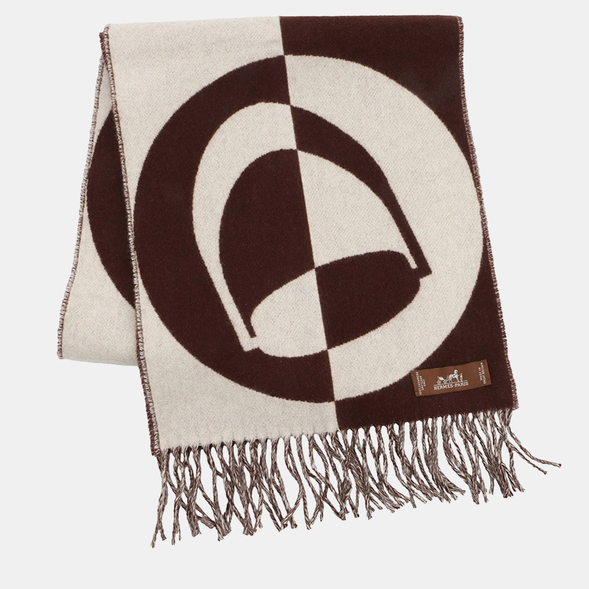 

Hermes Scarf Casaque Bag Charm Brown/Beige Cashmere