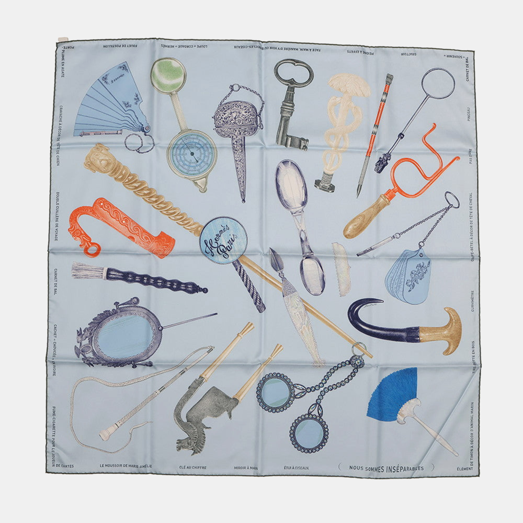 

Hermes Carre Nous Sommes Inseparables Size, Blue