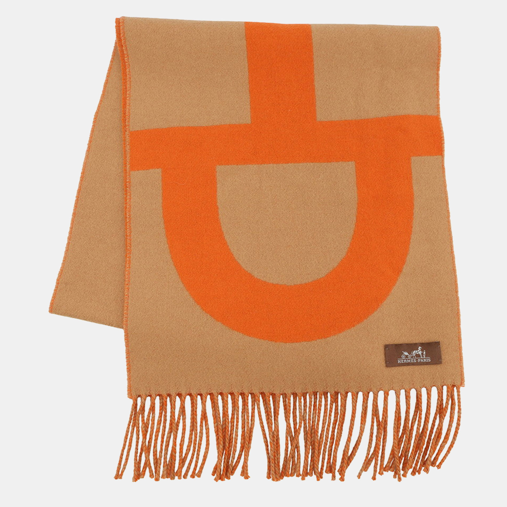 

Hermes Scarf Grand Mall Orange/Brown Cashmere