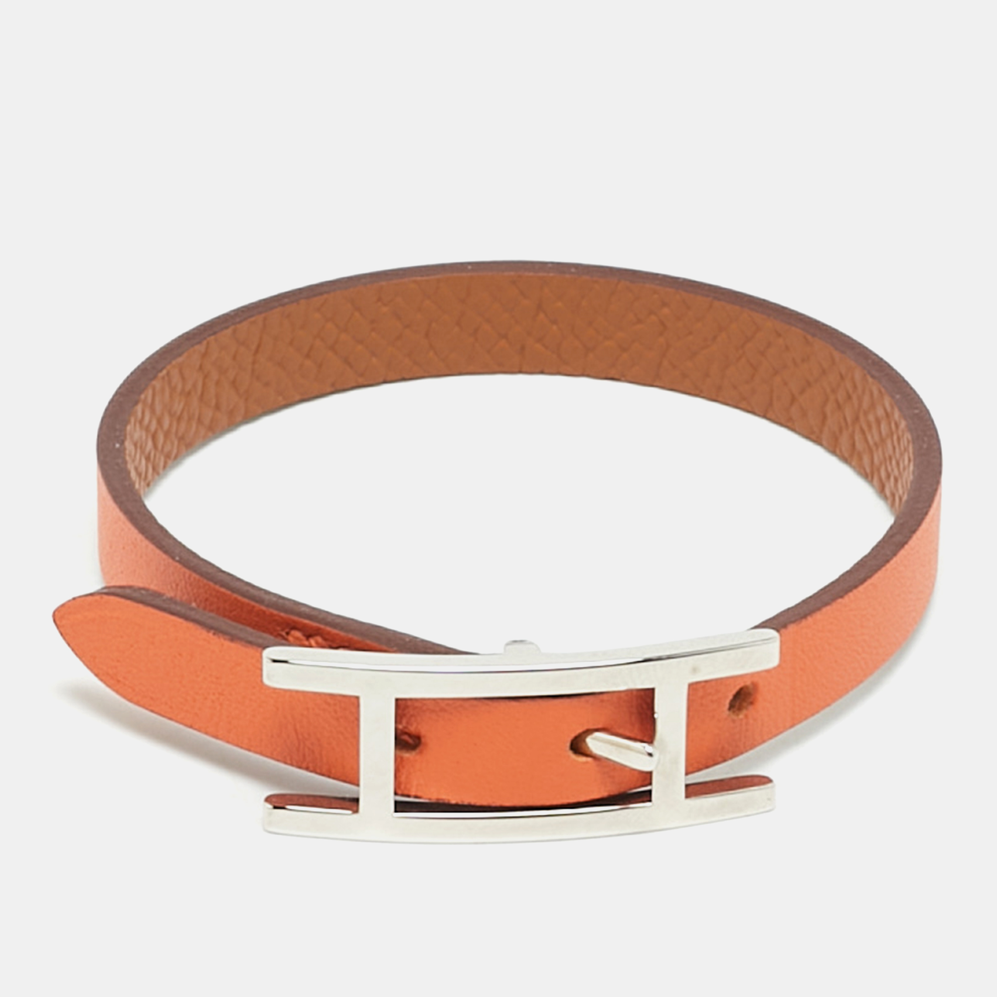 

Hermès Behapi Orange/Brown Leather Bracelet