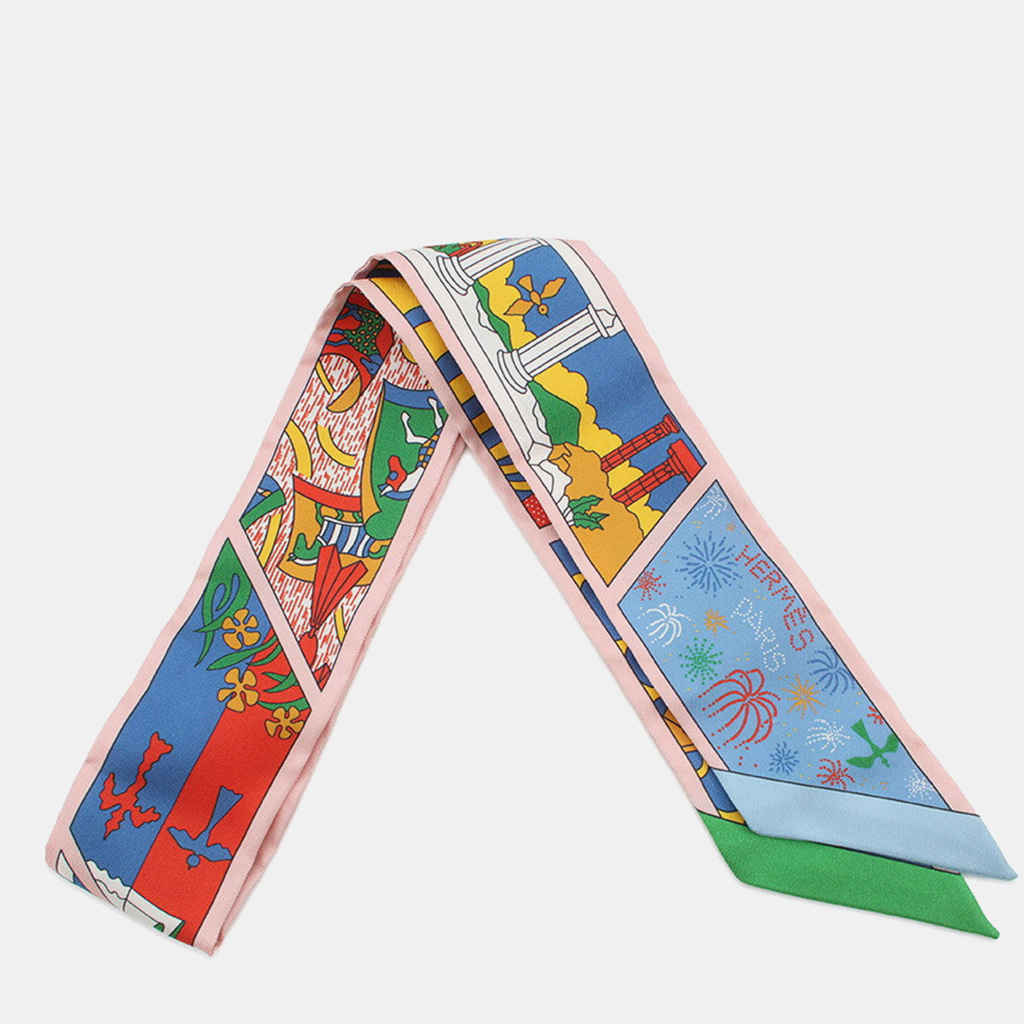 

Hermes Twilly Hermes Factory Suite Rose Pale/Blue/Multicolor Silk