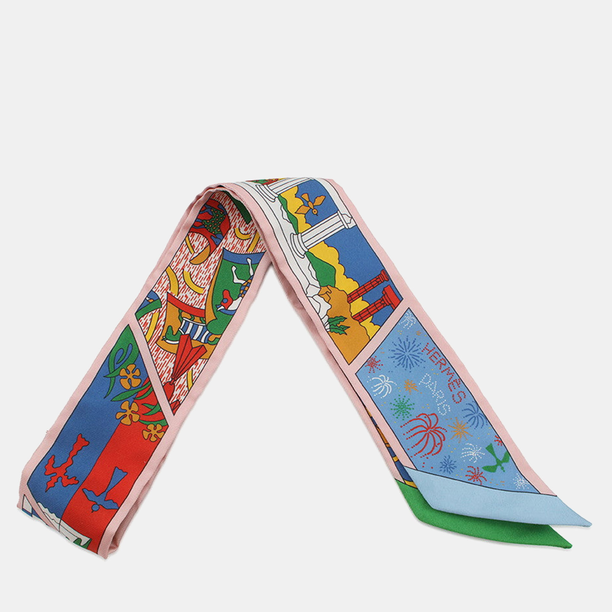 

Hermes Twilly Hermes Factory Suite Rose Pale/Blue/Multicolor Silk