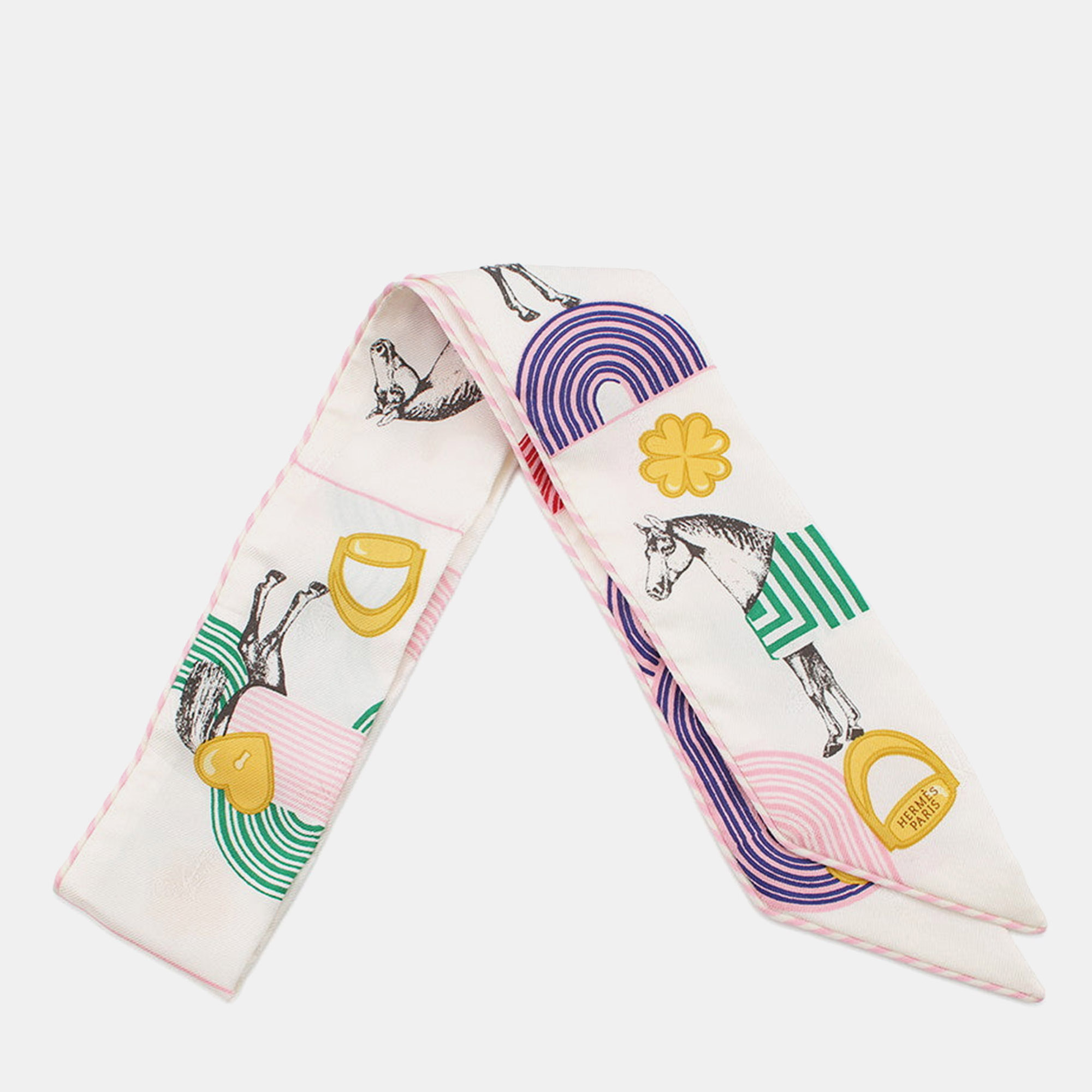 

Hermes Twilly Garde Robe Pop Blanc/Multicolor Silk