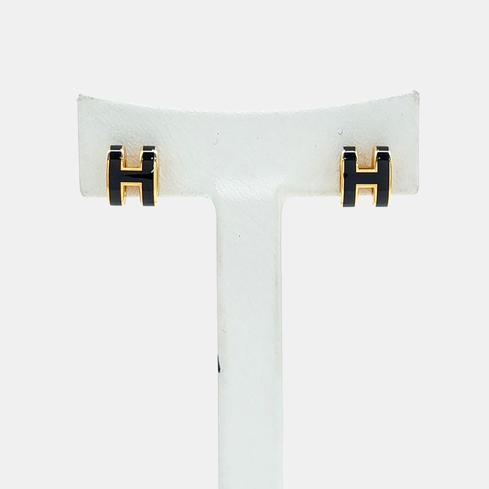

Hermès Mini Pop H Logo Black/Gold Plated Earrings