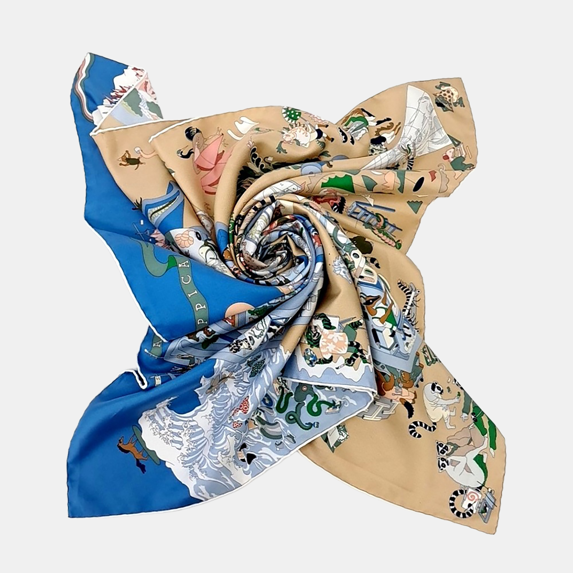 

Hermes Academia Hippica Multicolor Silk Scarf