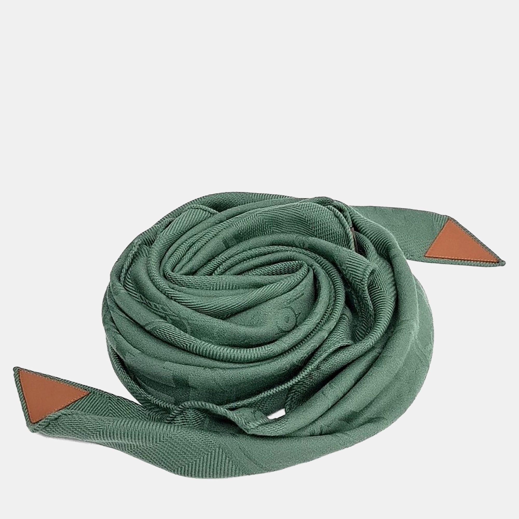 

Hermès Green leather-trimmed Cashmere Silk scarf