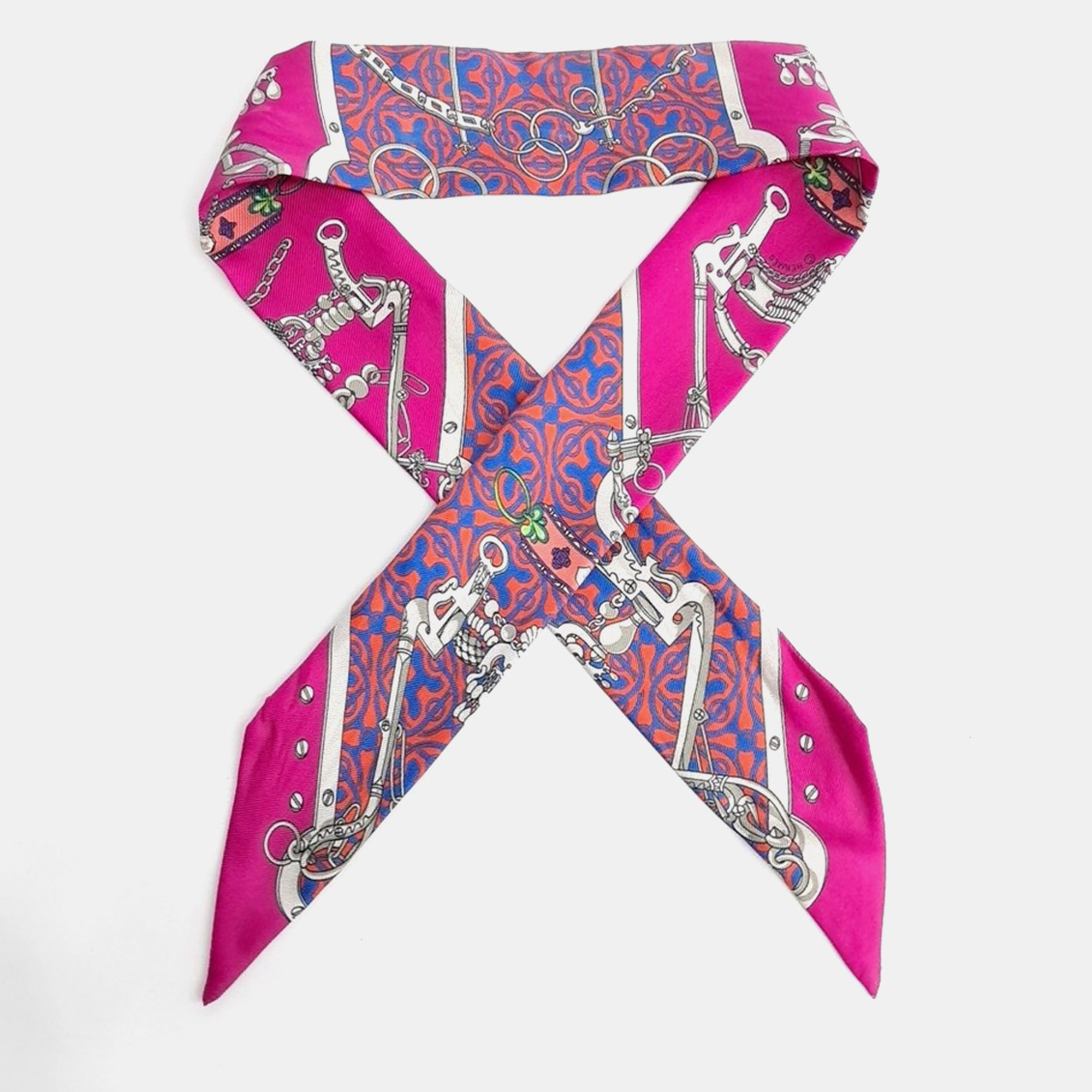 

Hermes Pink Multicolor Silk Twilly