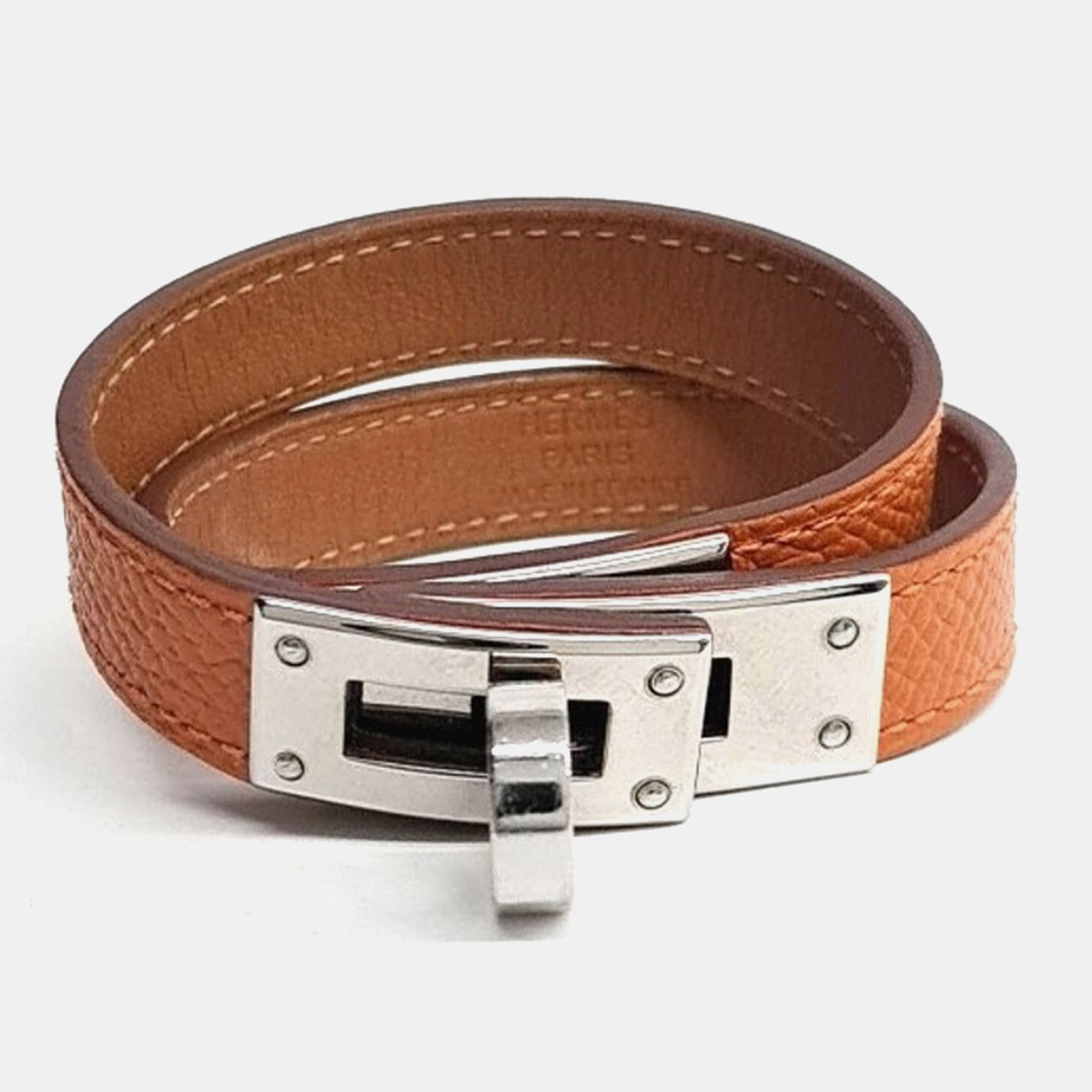 

Hermes Kelly Leather Bracelet, Brown