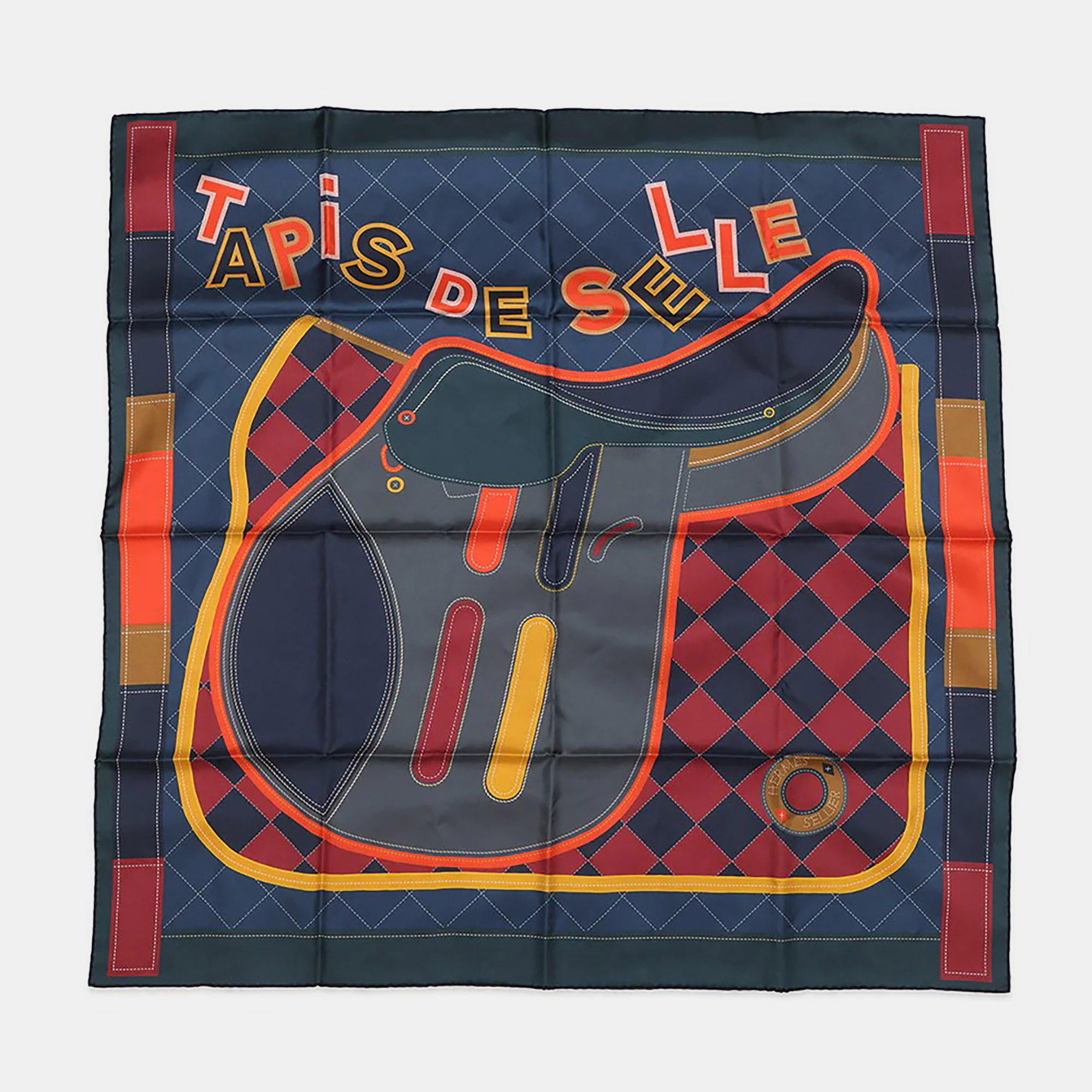 

Hermes Carre Double Face Taps De Selle Size, Multicolor