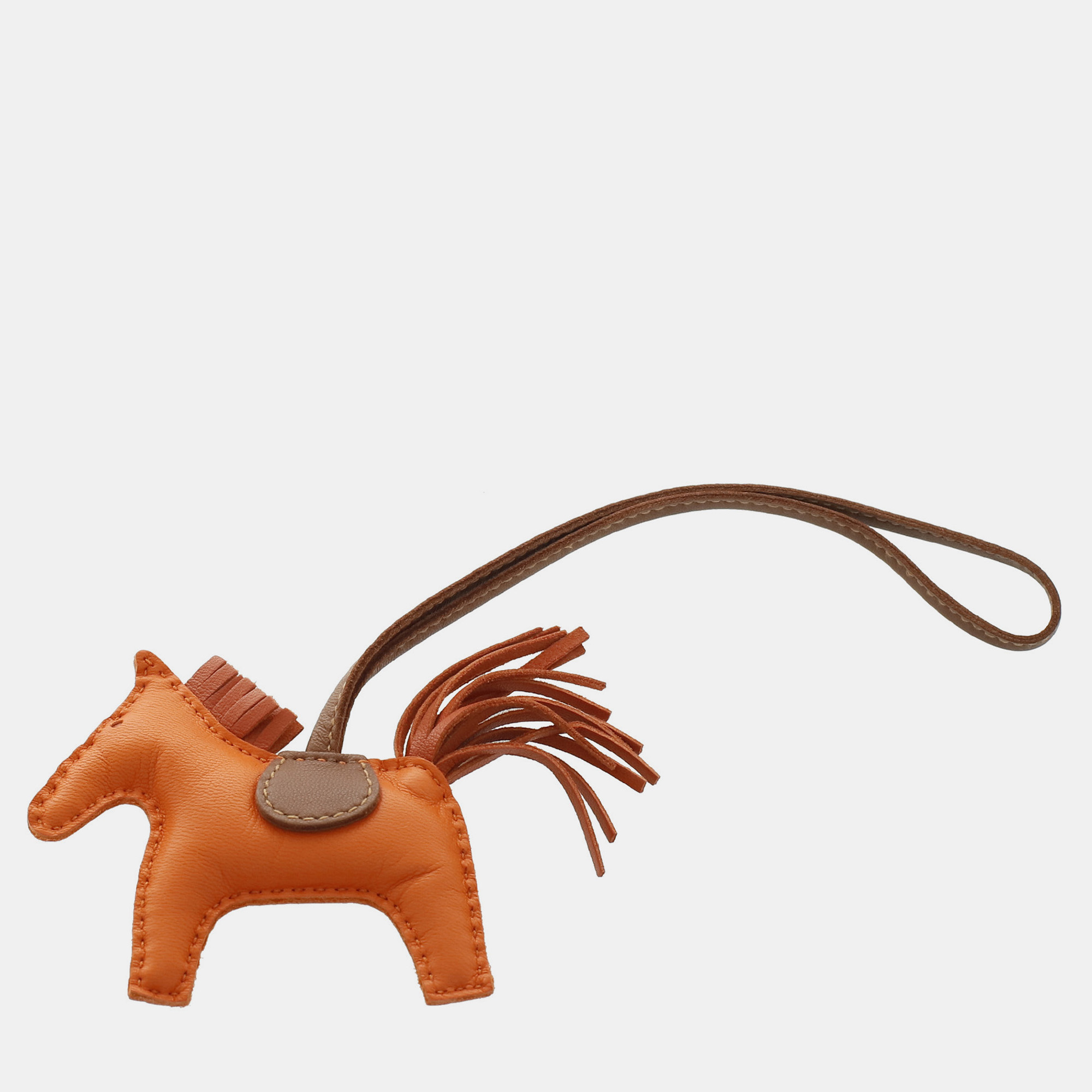 Pre-owned Hermes Orange Rodeo Pm Bag Charm