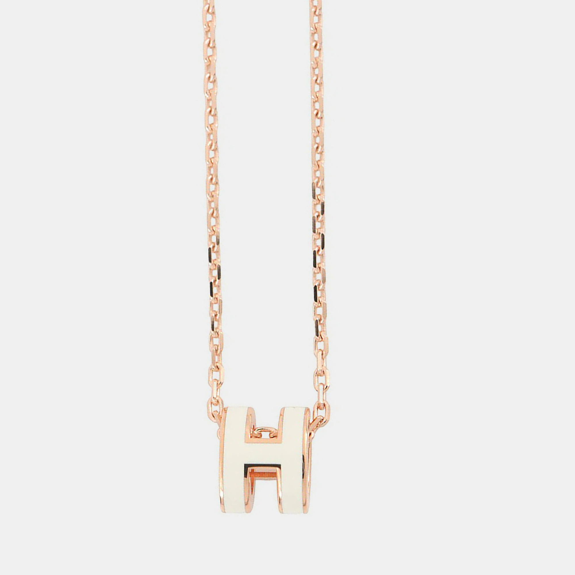 

Hermes Pop Ash Necklace Size Mini White Lacquer Gold Plated