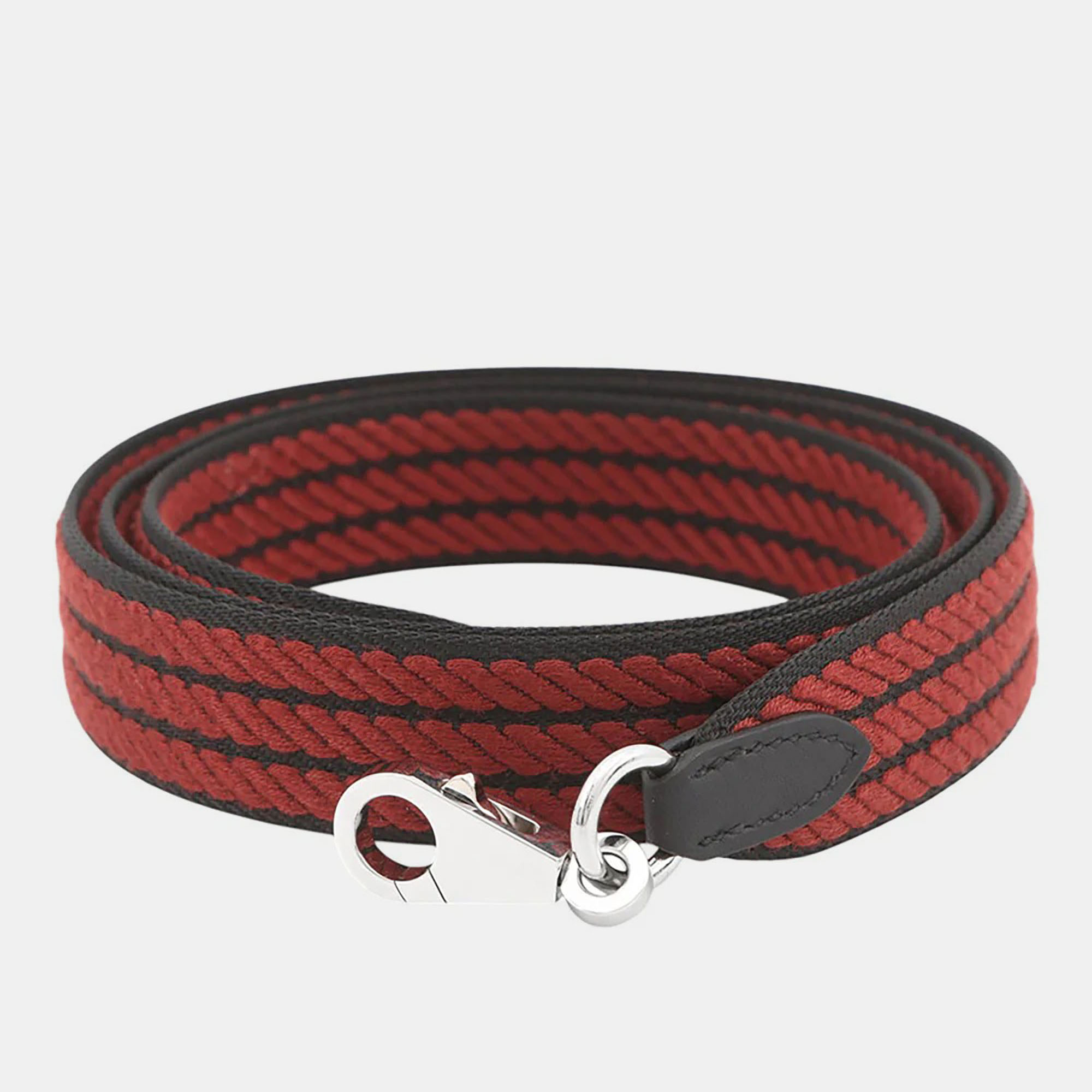 

Hermes Bandouliere Sangle Cordage Rouge H/Black Canvas Swift Leather