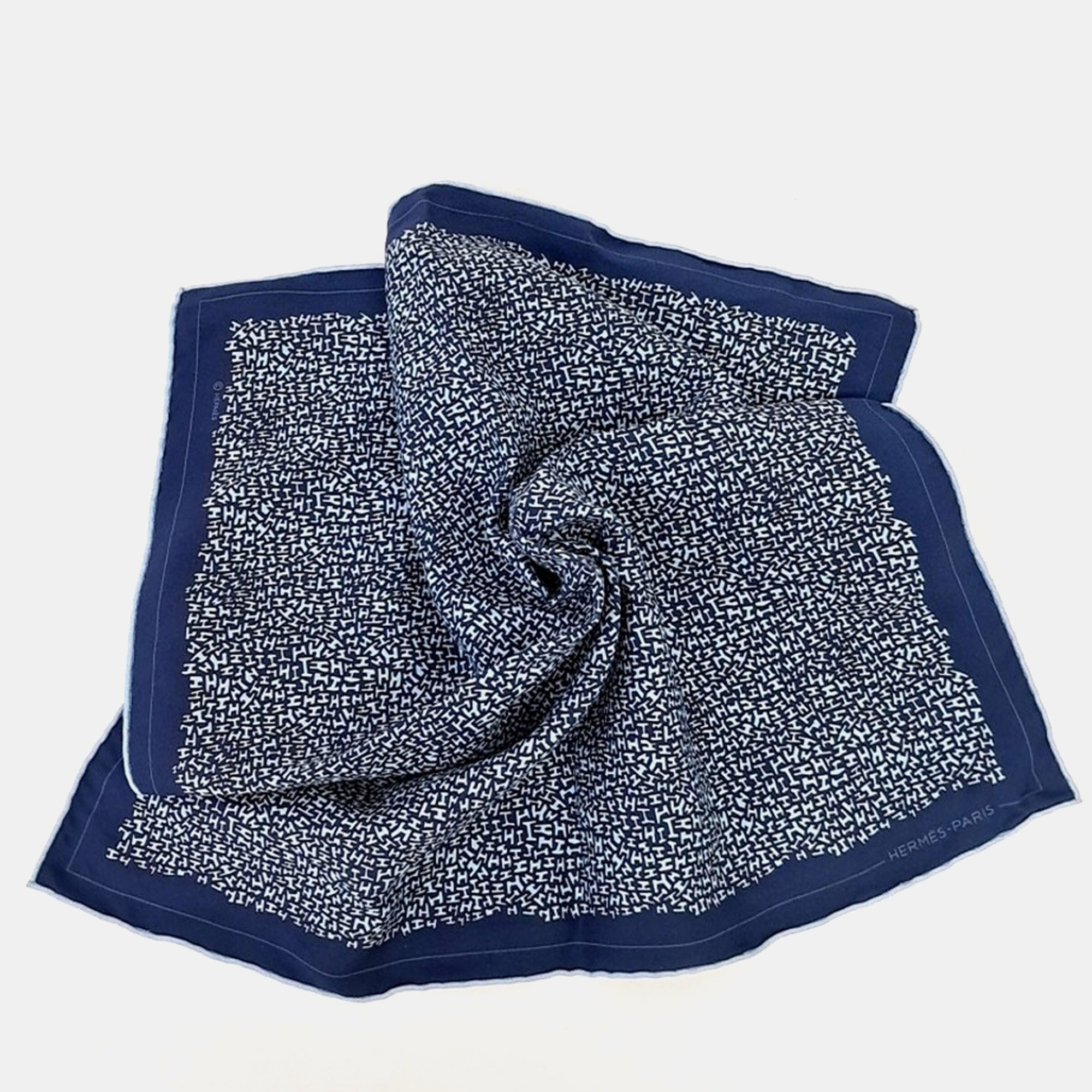 Hermes Petite Navy Blue Silk Scarf