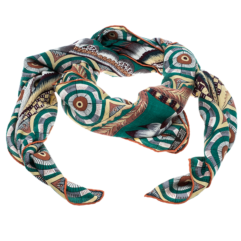 Hermes Multicolor The Savana Dance Print  Cashmere and Silk Shawl