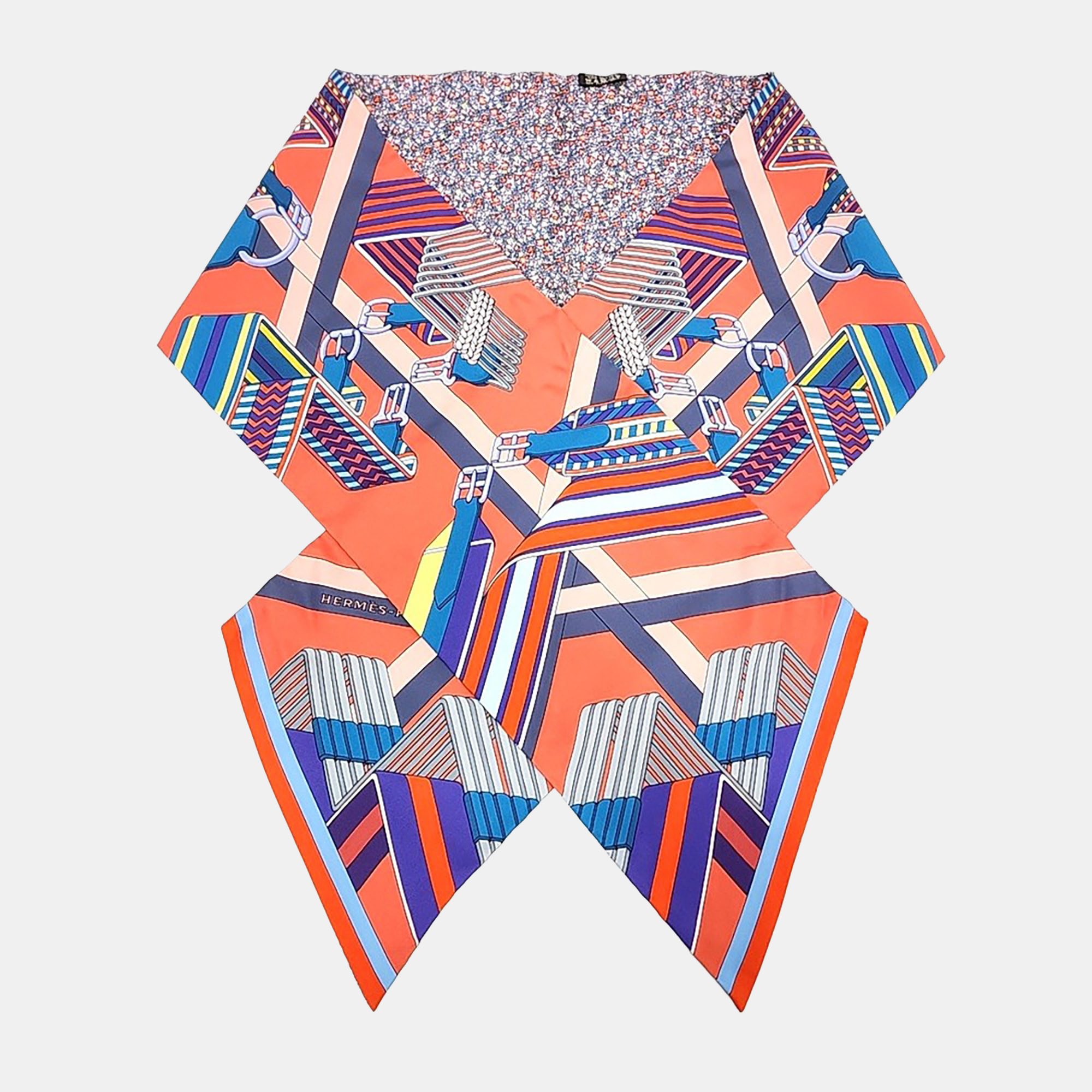 Pre-owned Hermes Hermès Maxi Twilly Orange/multicolor Scarf