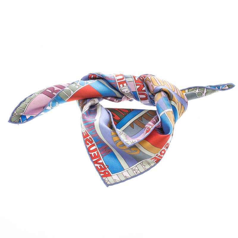 Hermes Mots De Soie Printed Silk Square Scarf