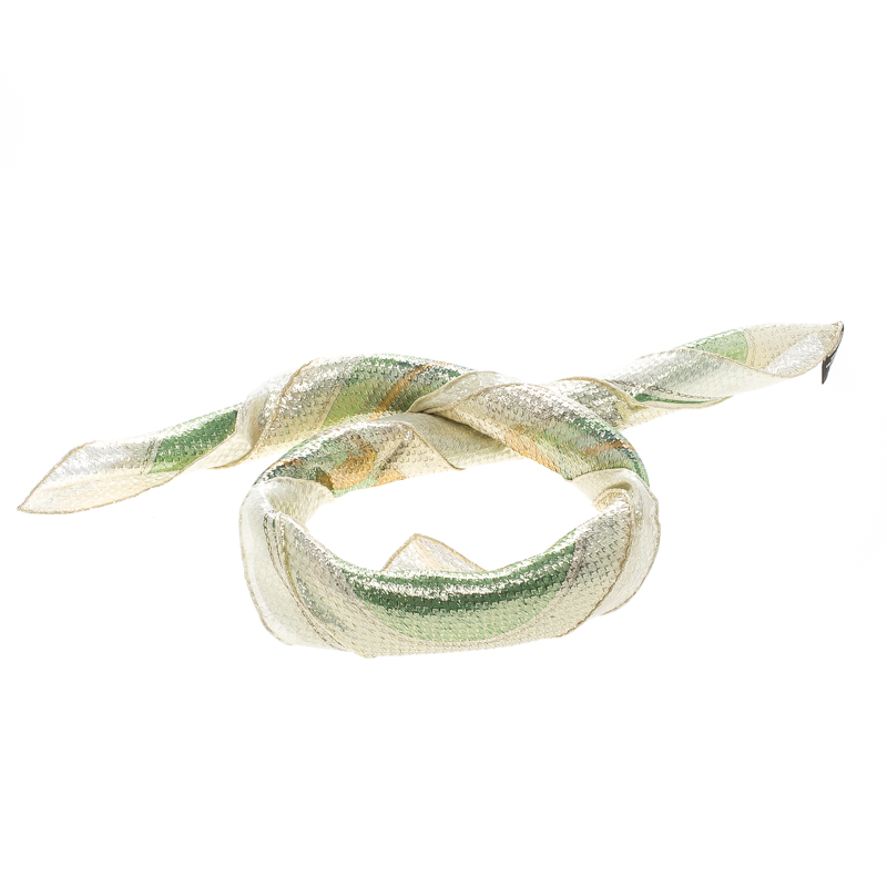 Pre Owned Hermes Boucleries D'attelage Silk Blend Glitter Square Scarf