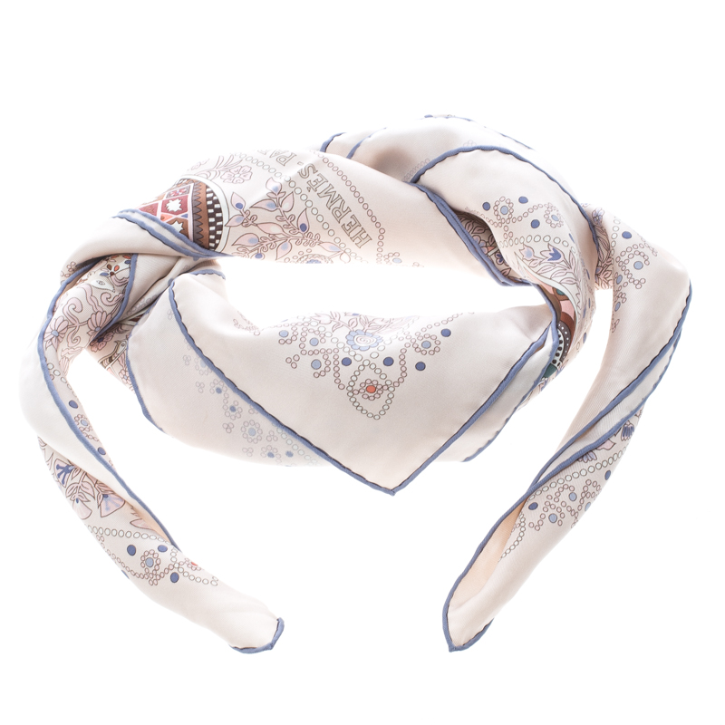 Pre Owned Hermes Blush Pink L'Arbre de Vie Printed Silk Square Scarf