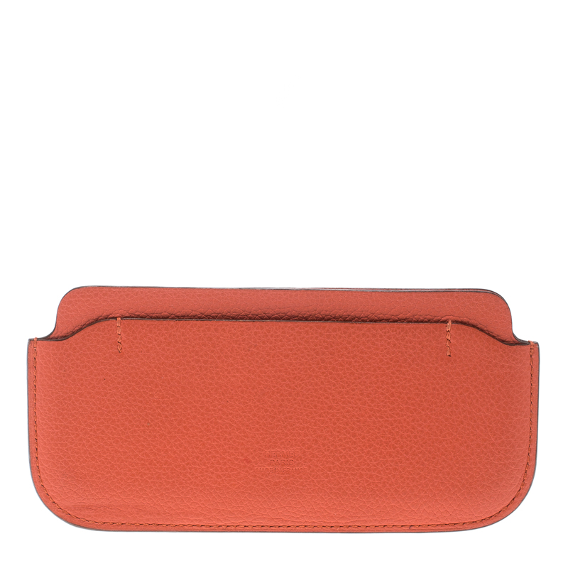 Pre Owned Hermes Sanguine Orange Leather Phone Case