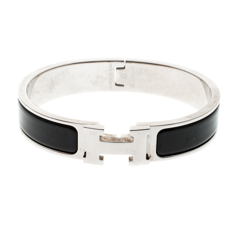 hermes bracelet black silver