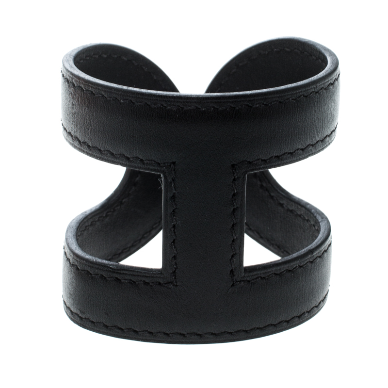 Hermès Black Leather CDC Collier de Chien Bracelet Cuff at 1stDibs | cdc  bracelet, hermes black leather bracelet