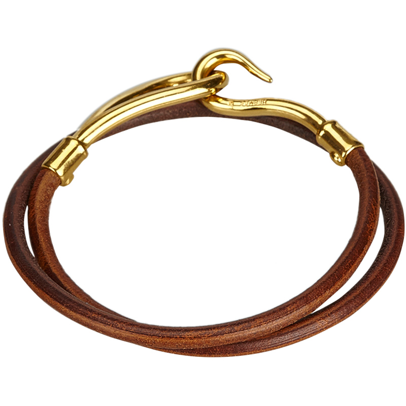 

Hermes Jumbo Hook Brown Cord Double Wrap Bracelet