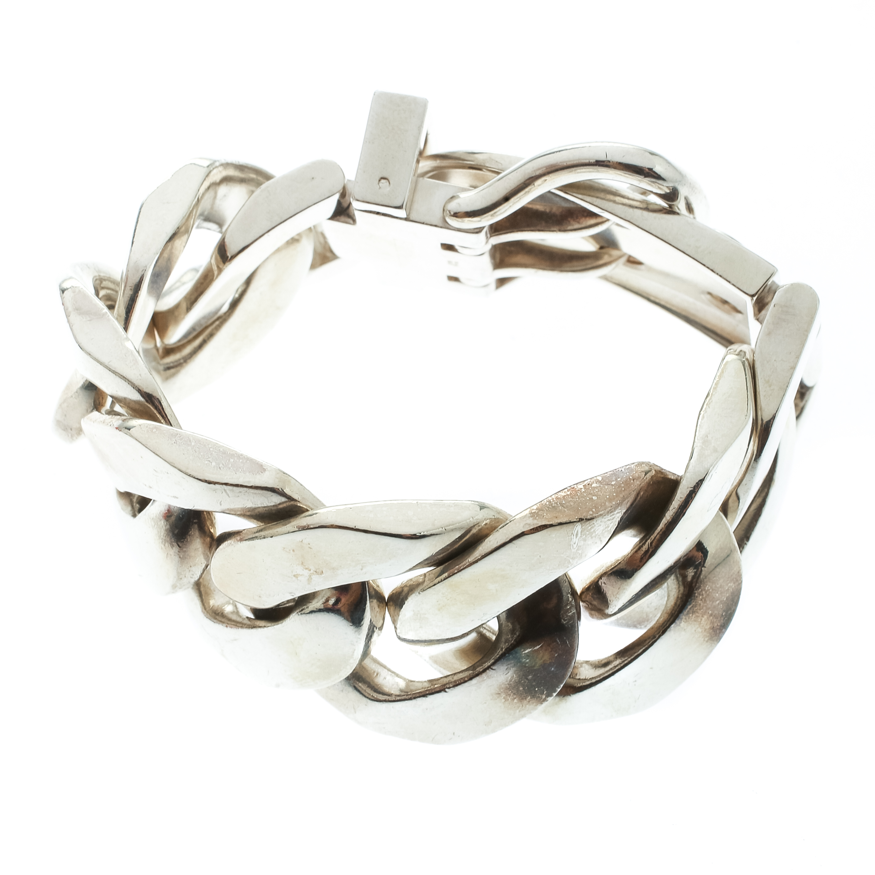 Hermes Boucle Sellier Silver Chain Link Bracelet TGM Hermes | TLC