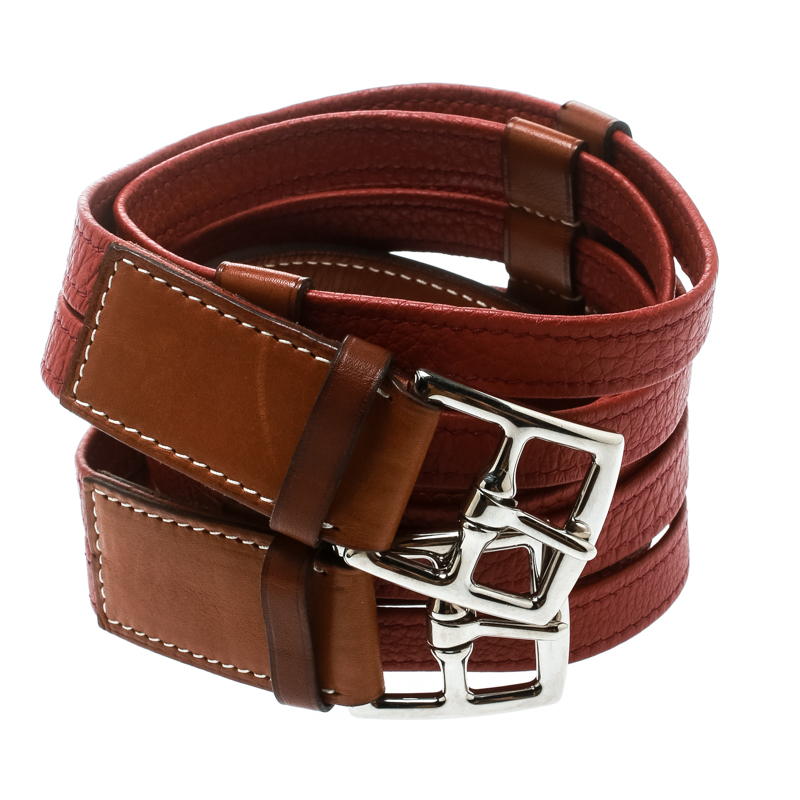 

Hermes Two Tone Brown Leather Double Etriviere Belt