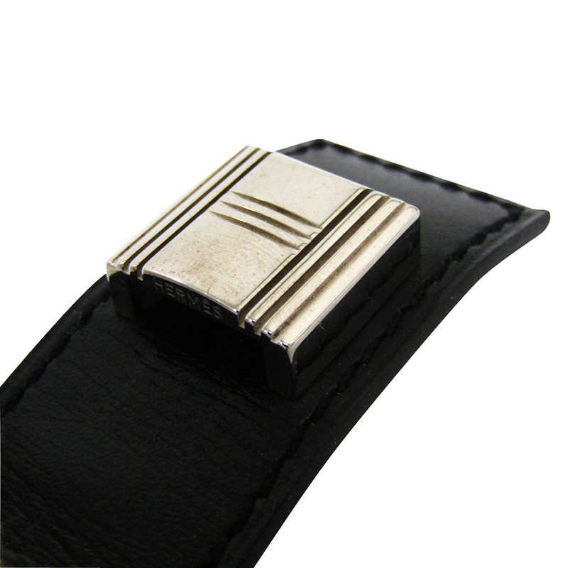 

Hermes Artemis Black Box Calf Leather Palladium Plated Bracelet