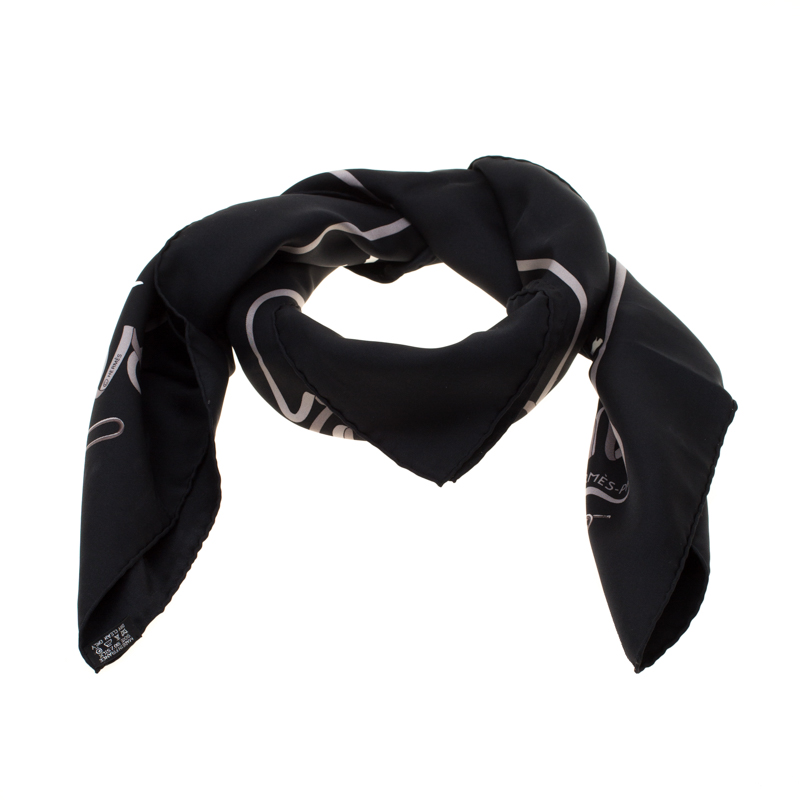 hermes black scarf