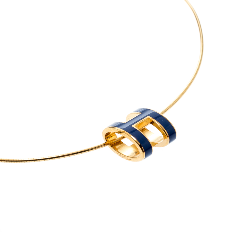 Hermes Pop H Necklace (Royal Blue and Gold)