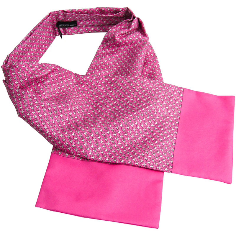 Hermes Pink Flying Bird Printed Ascot Silk Tie Scarf Hermes | The ...