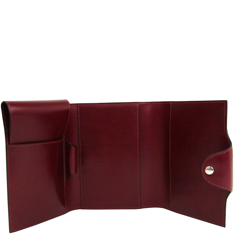 

Hermes Bordeaux Box Calf Leather NÃ©cessaire d'Ecriture PM Cover, Burgundy