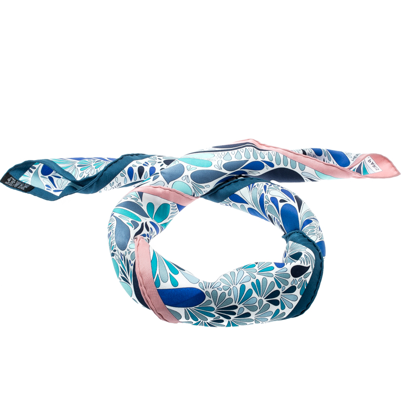 

Hermes Blue Millefleurs Du Mexique Printed Silk Square Scarf, Multicolor