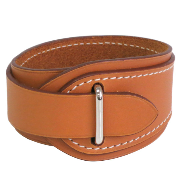 Pre Owned Hermes Brown Leather Bracelet 