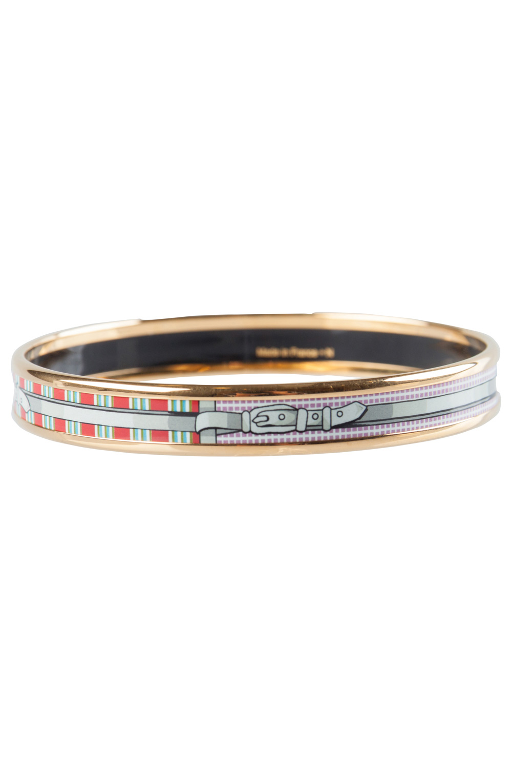 

Hermes Multicolor Belt Printed Enamel Gold Plated Bangle Bracelet