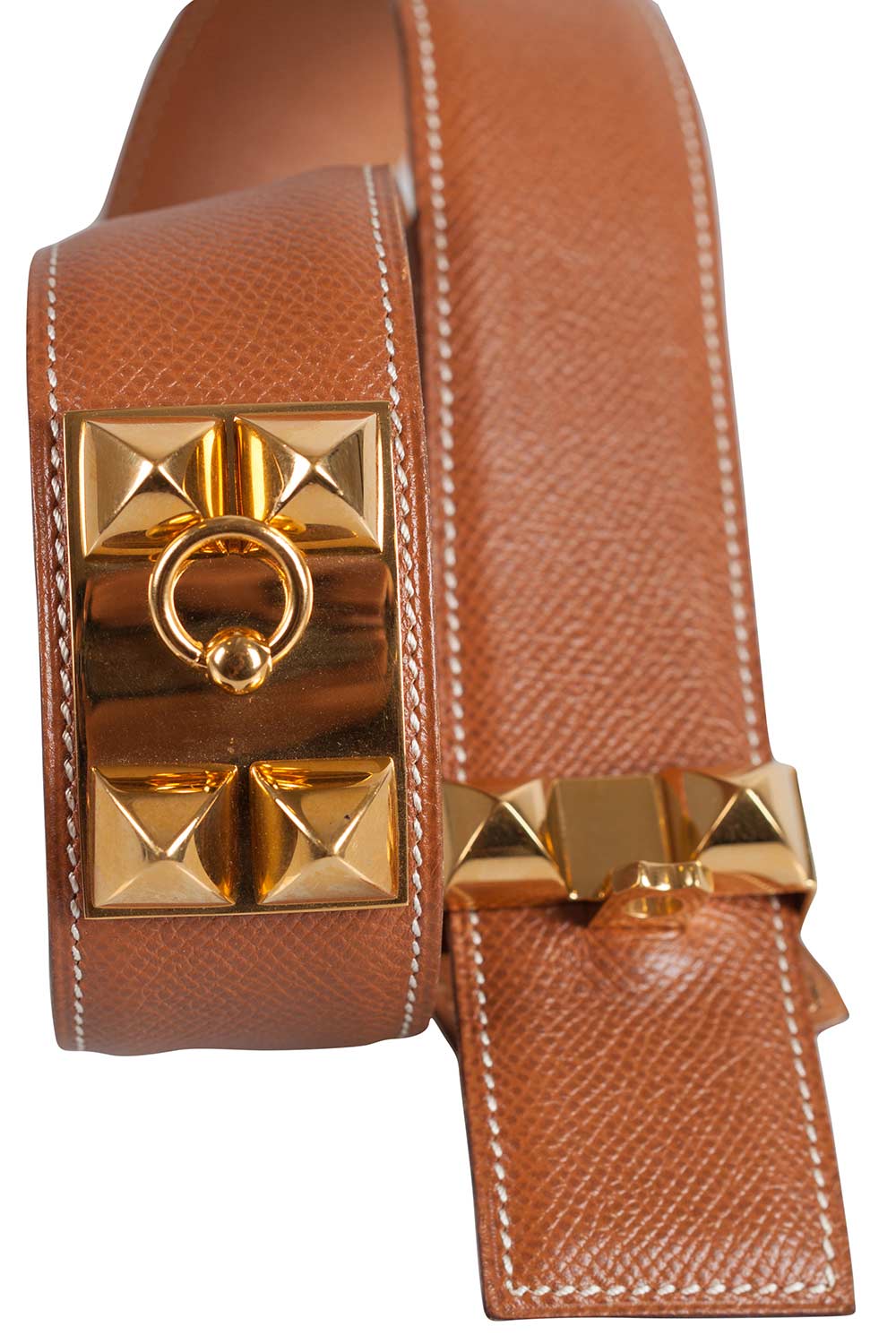 

Hermes Brown Courchevel Leather Collier De Chien Belt